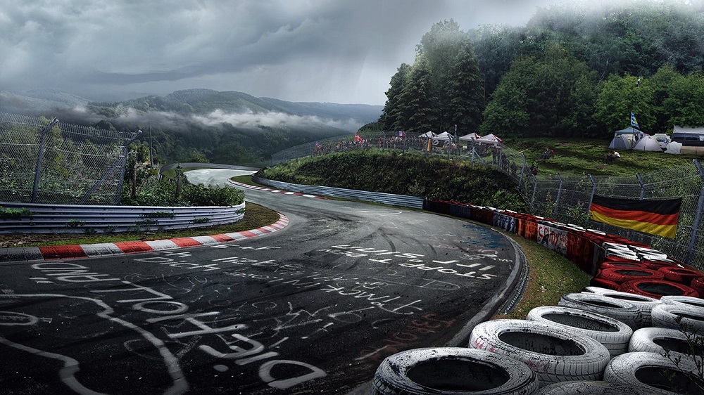 Veduta del circuito tedesco del Nürburgring, soprannominato “Inferno Verde”